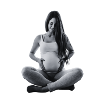 prenatal care belly photo transparent background greyscale cropped